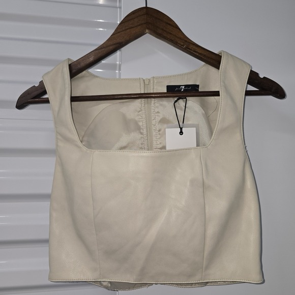 7 For All Mankind Tops - 7 For All Mankind Faux Leather Crop Tank Top Womens Small Cream Sleeveless